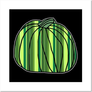 Halloween Horror Pumpkin Green Stripes Posters and Art